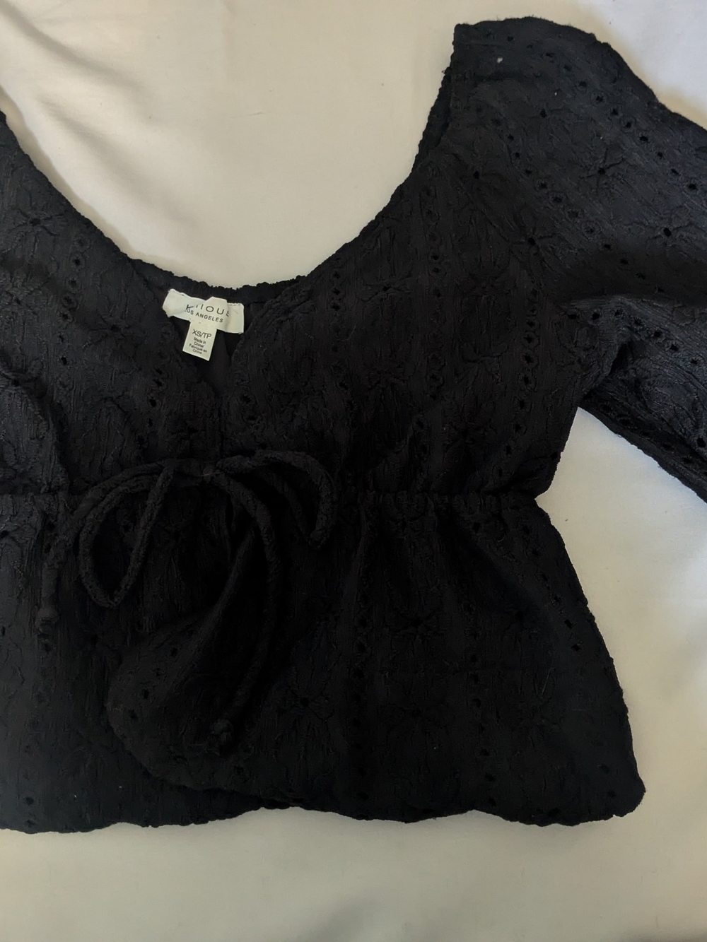 Riot Black Lace Tie-Front Peplum Blouse